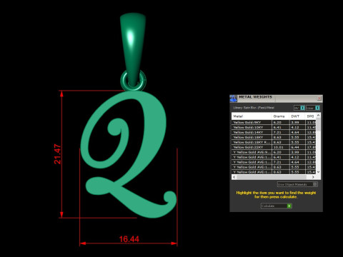 Q Letter Alphabet Pendant Cad For Sell 3D Baskı Modeli