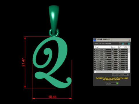 Q Letter Alphabet Pendant Cad For Sell 3D Print Model