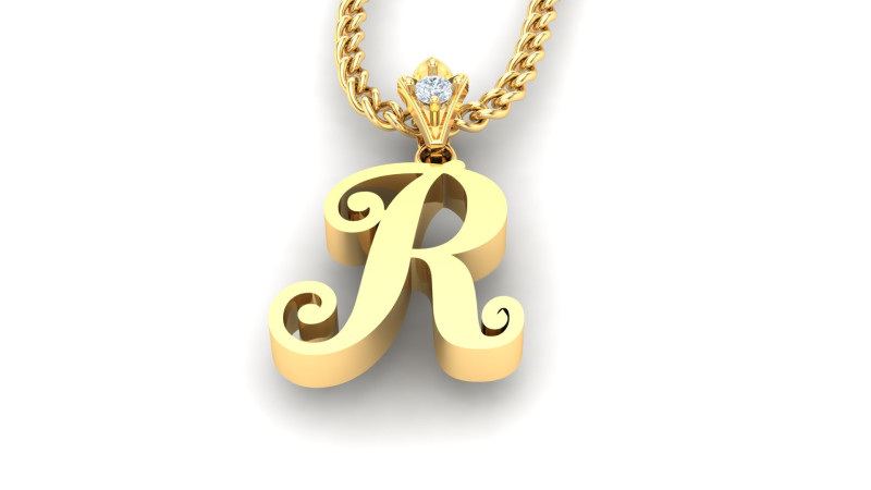 R Letter Alphabet Pendant Cad For Sell 3D प्रिंट मॉडल .c4d .max .obj .3ds .fbx .stl .blend 
