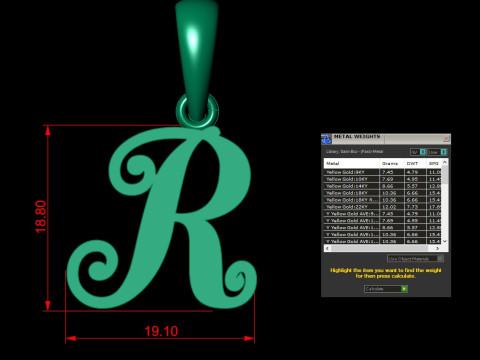 R Letter Alphabet Pendant Cad For Sell 3D प्रिंट मॉडल