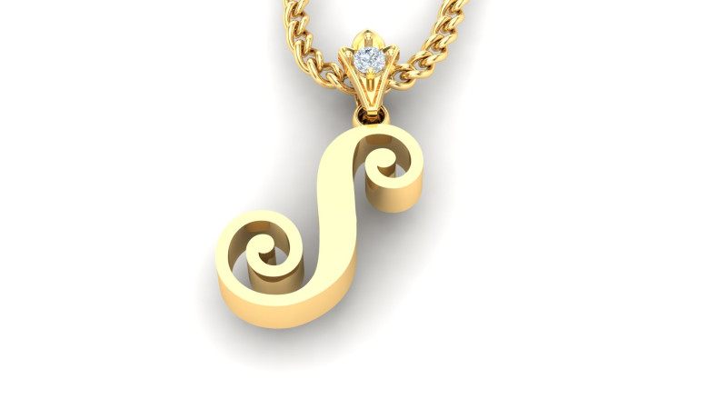 S Letter Alphabet Pendant Cad For Sell Model Cetak 3D .c4d .max .obj .3ds .fbx .stl .blend 