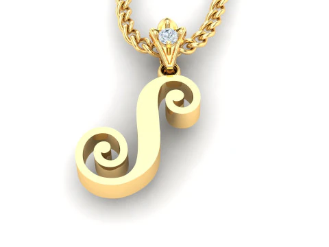 Подвеска с буквой S и алфавитом Cad на продажу 3D Принт Модель