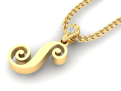 S Letter Alphabet Pendant Cad For Sell Model Cetak 3D