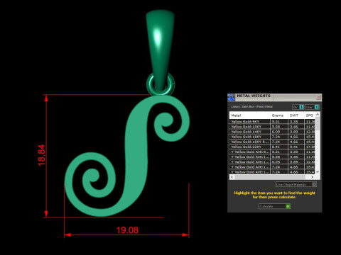 S Letter Alphabet Pendant Cad For Sell Model Cetak 3D
