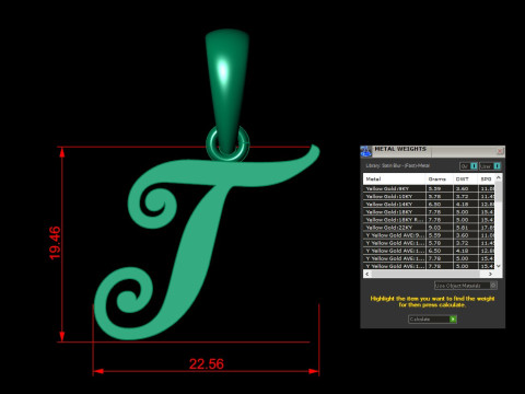 T Letter Alphabet Pendant Cad For Sell 3D Принт Модель