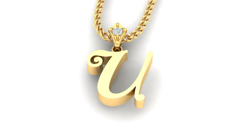 U Letter Alphabet Pendant Cad For Sell 3D Принт Модель .c4d .max .obj .3ds .fbx .stl .blend 
