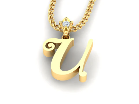 Подвеска с буквой U и алфавитом Cad на продажу 3D Принт Модель