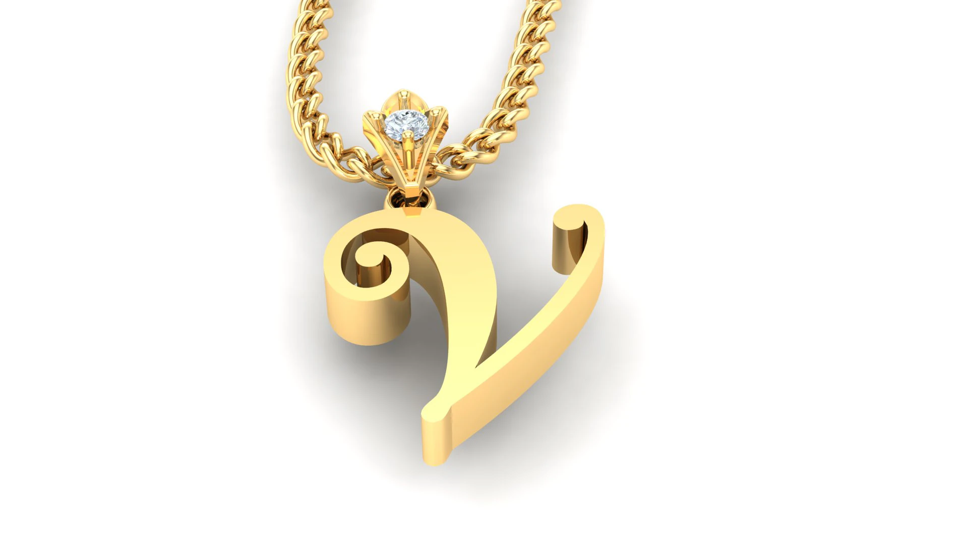 V Letter Alphabet Pendant Cad For Sell 3D Print Model .c4d .max .obj .3ds .fbx .stl .blend