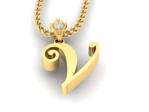 Cad de pingente de alfabeto de letra V para venda Modelo de Impressão 3D