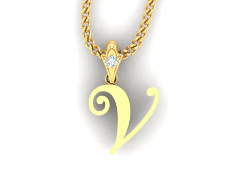 V Letter Alphabet Pendant Cad For Sell 3D Print Model
