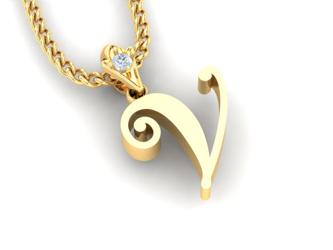 V Letter Alphabet Pendant Cad For Sell Modelo de Impressão 3D