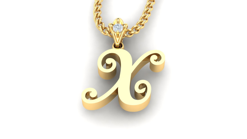 X Letter Alphabet Pendant Cad For Sell Model Cetak 3D .c4d .max .obj .3ds .fbx .stl .blend