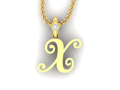 X Letter Alphabet Pendant Cad For Sell Model Cetak 3D