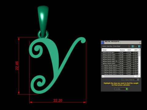 Y Letter Alphabet Pendant Cad For Sell 3D-Druckmodell