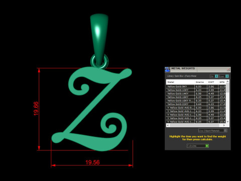 Z Letter Alphabet Pendant Cad For Sell 3D प्रिंट मॉडल
