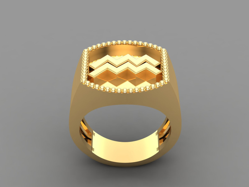 Aquarius Man Ring Version 2 3D 打印模型 .c4d .max .obj .3ds .fbx .stl .blend 