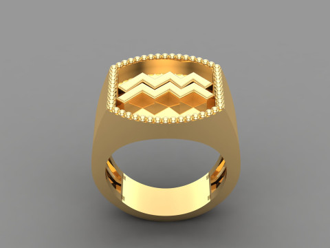 Aquarius Man Ring Version 2 3D Print Model