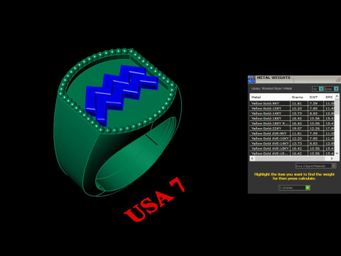 Aquarius Man Ring Version 2 3D 打印模型