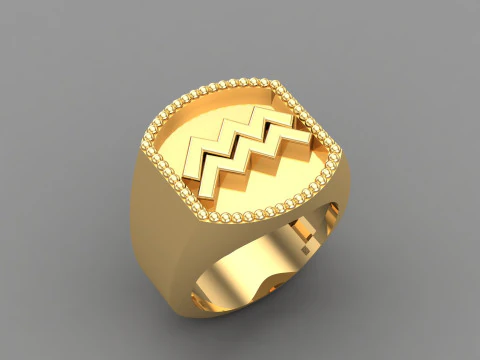 Aquarius Man Ring Version 2 3D Print Model