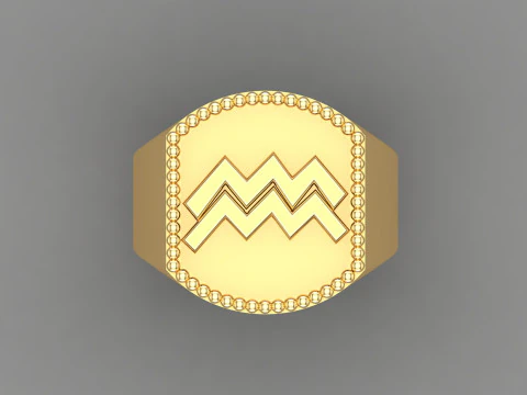 Aquarius Man Ring Version 2 3D Print Model