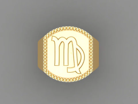 Virgo Man Ring Version 2 3D Print Model
