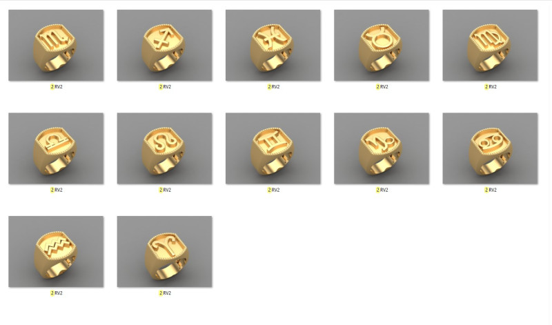 12 Zodiac Man Ring Version 2 Album Ready for Print 3D Print Model .c4d .max .obj .3ds .fbx .stl .blend