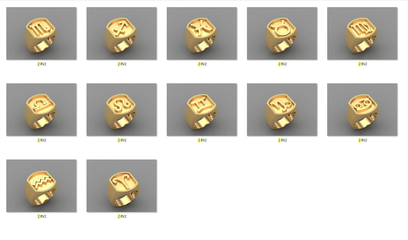 12 Zodiac Man Ring Version 2 Album Ready for Print 3D Print Model .c4d .max .obj .3ds .fbx .stl .blend 