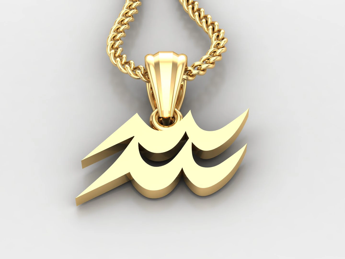 Aquarius Light Gold Pendant Version 5 3D Print Model .c4d .max .obj .3ds .fbx .stl .blend 