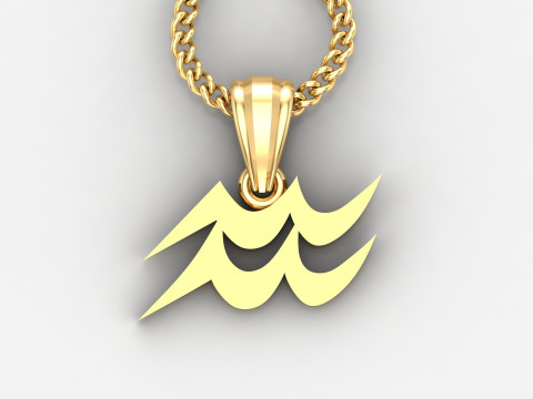 Aquarius Light Gold Pendant Version 5 3D Принт Модель