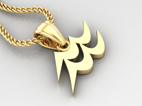 Aquarius Light Gold Pendant Version 5 3D Принт Модель
