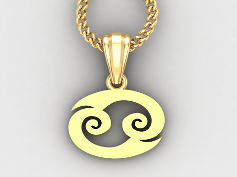 Cancer Light Gold Pendant Version 5 3D 打印模型