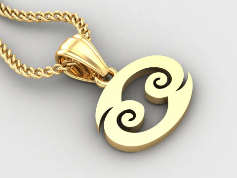 Cancer Light Gold Pendant Version 5 3D Print Model