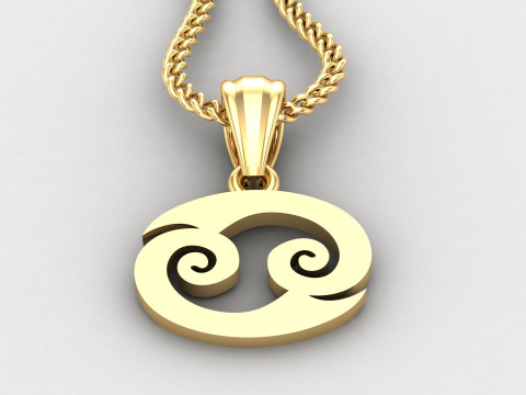 Cancer Light Gold Pendant Version 5 3Dプリントモデル