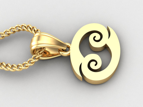 Cancer Light Gold Pendant Version 5 3Dプリントモデル