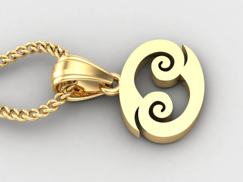 Cancer Light Gold Pendant Version 5 3D Print Model