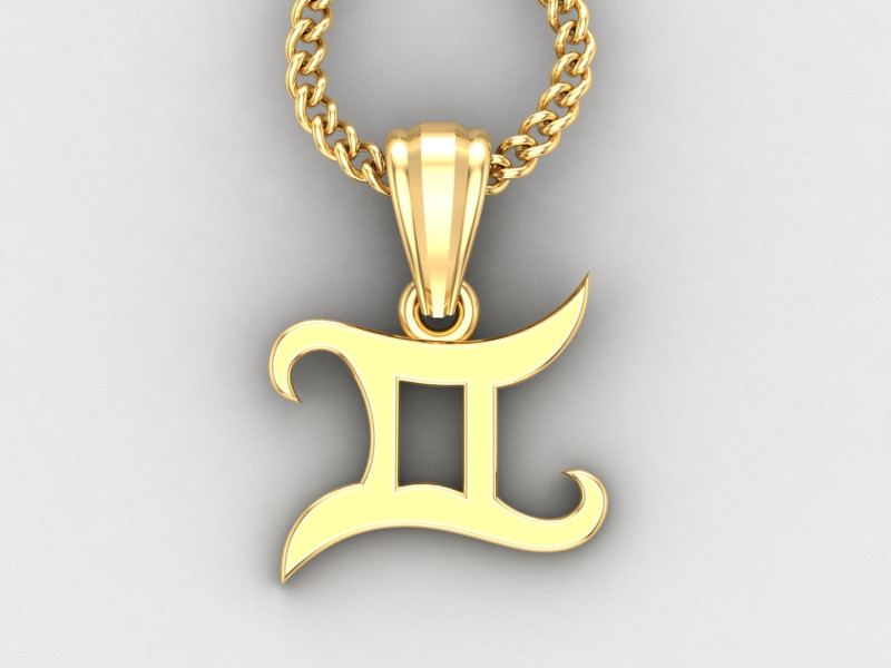 Gemini Light Gold Pendant Version 5 3D 프린트 모델 .c4d .max .obj .3ds .fbx .stl .blend 