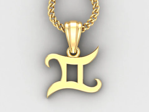 Gemini A&ccedil;ık Altın Kolye Versiyon 5 3D Baskı Modeli