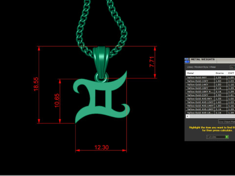 Gemini Light Gold Pendant Version 5 3D 프린트 모델