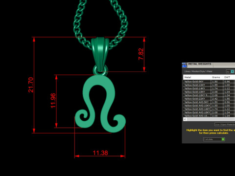Leo Light Gold Pendant Version 5 Modelo de impresión 3D