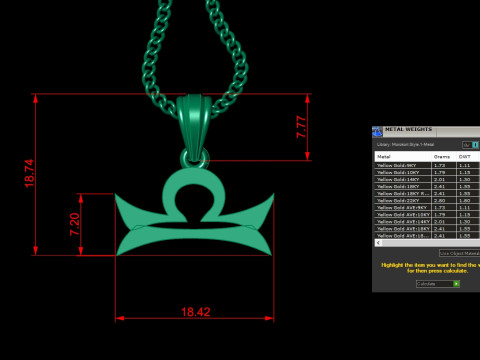 Libra Light Gold Pendant Version 5 Modelo de Impressão 3D