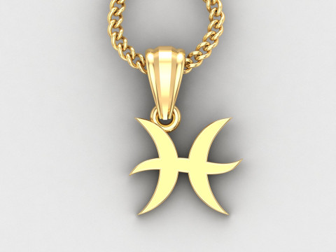 Pisces Light Gold Pendant Version 5 3D प्रिंट मॉडल