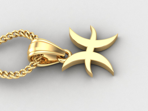 Pisces Light Gold Pendant Version 5 3D Принт Модель