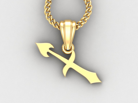 Sagittarius Light Gold Pendant Version 5 3D Print Model