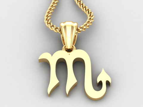 Scorpio Light Gold Pendant Version 5 3D Print Model