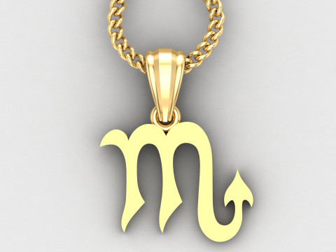 Scorpio Light Gold Pendant Version 5 3D Print Model
