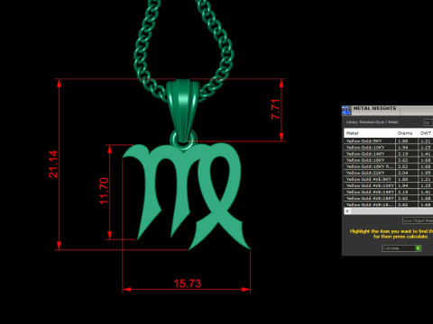 Virgo Light Gold Pendant Version 5 3D Принт Модель