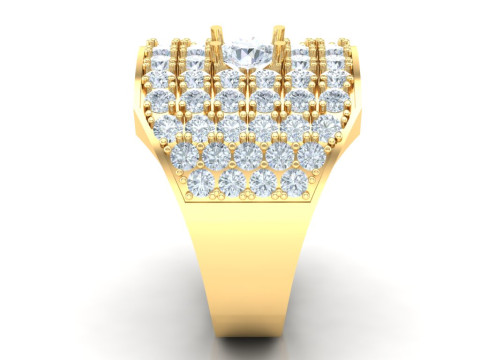 Luxury Mens Ring Model Cetak 3D