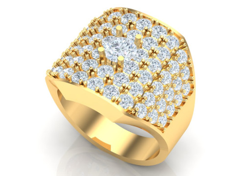 Luxury Mens Ring Model Cetak 3D