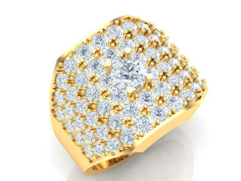 Luxury Mens Ring Model Cetak 3D