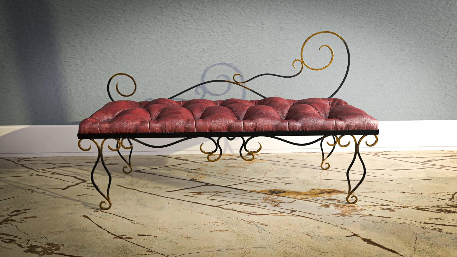 Leather bench Forget collection 3D Model .c4d .max .obj .3ds .fbx .stl .blend 